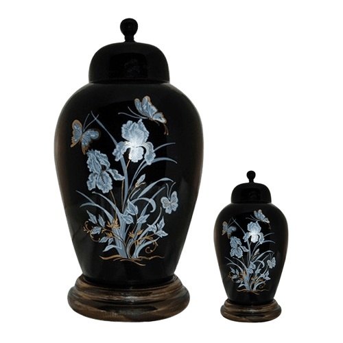 Iris Black Ceramic Cremation Urns